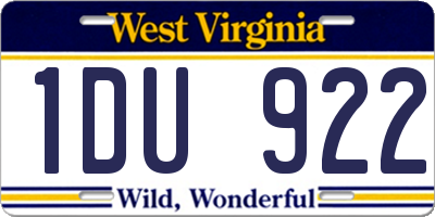 WV license plate 1DU922