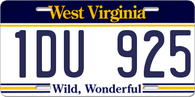 WV license plate 1DU925