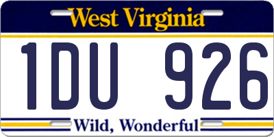 WV license plate 1DU926