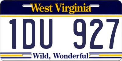 WV license plate 1DU927