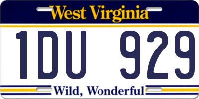WV license plate 1DU929
