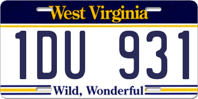 WV license plate 1DU931