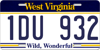 WV license plate 1DU932