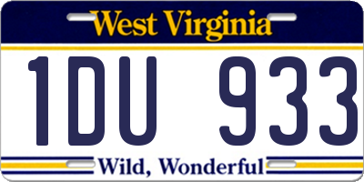 WV license plate 1DU933
