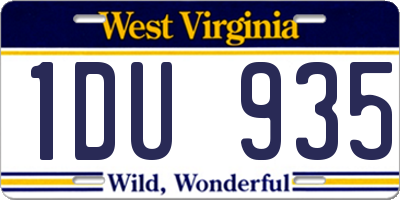 WV license plate 1DU935