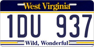 WV license plate 1DU937