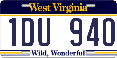 WV license plate 1DU940