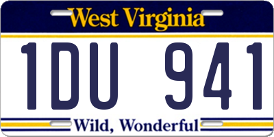 WV license plate 1DU941