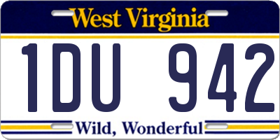 WV license plate 1DU942