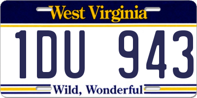 WV license plate 1DU943