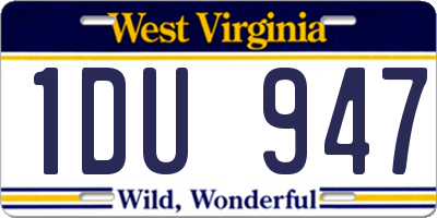 WV license plate 1DU947