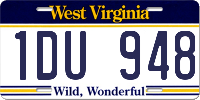 WV license plate 1DU948
