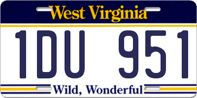 WV license plate 1DU951