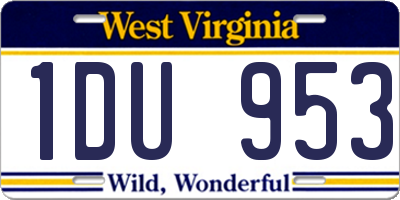 WV license plate 1DU953