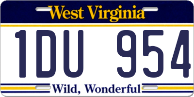 WV license plate 1DU954