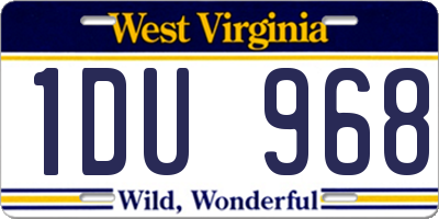 WV license plate 1DU968