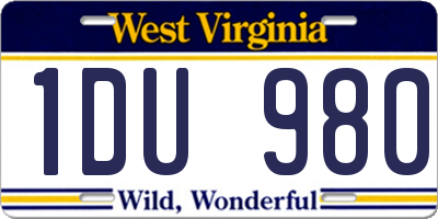 WV license plate 1DU980