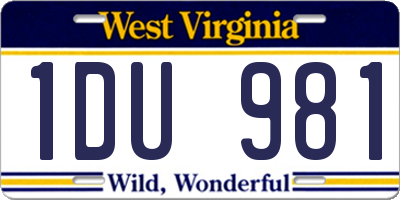 WV license plate 1DU981