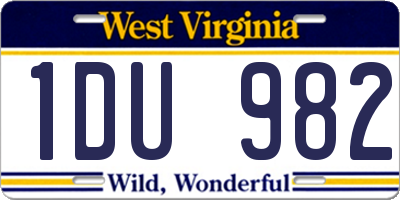 WV license plate 1DU982