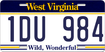 WV license plate 1DU984