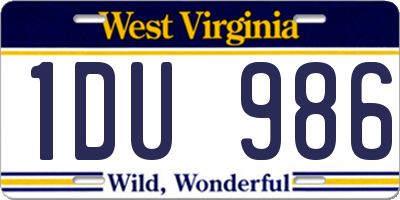 WV license plate 1DU986