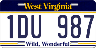 WV license plate 1DU987