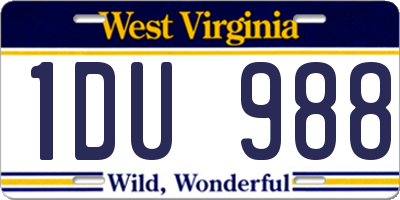 WV license plate 1DU988
