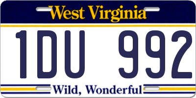 WV license plate 1DU992