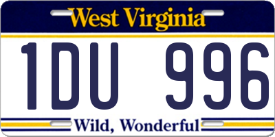 WV license plate 1DU996