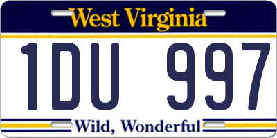 WV license plate 1DU997