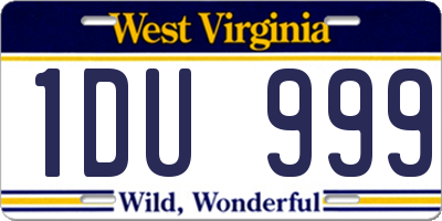 WV license plate 1DU999