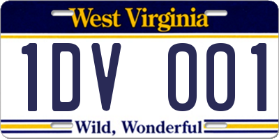 WV license plate 1DV001