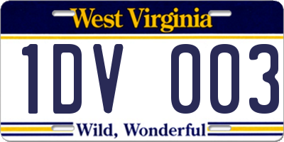 WV license plate 1DV003