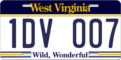 WV license plate 1DV007