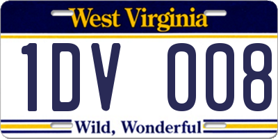 WV license plate 1DV008
