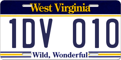 WV license plate 1DV010