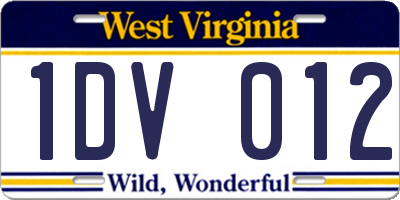 WV license plate 1DV012