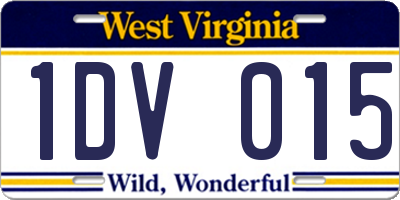 WV license plate 1DV015