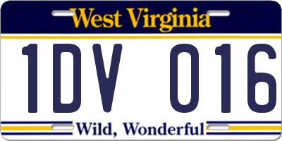 WV license plate 1DV016