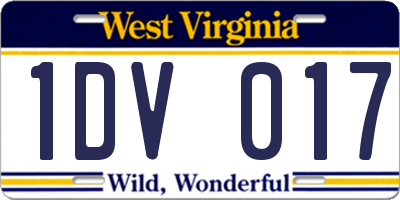 WV license plate 1DV017