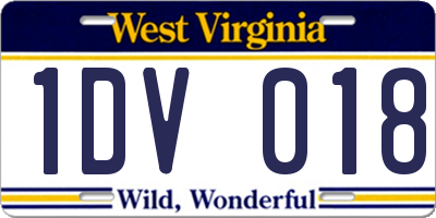 WV license plate 1DV018