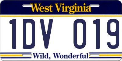 WV license plate 1DV019