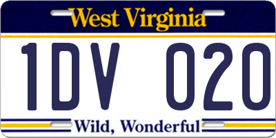 WV license plate 1DV020