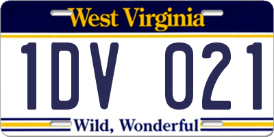 WV license plate 1DV021