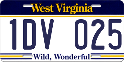 WV license plate 1DV025