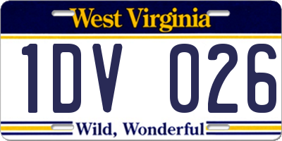 WV license plate 1DV026