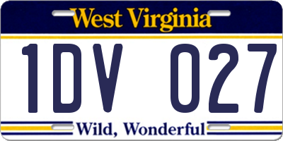 WV license plate 1DV027
