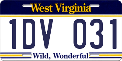 WV license plate 1DV031