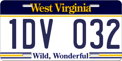 WV license plate 1DV032