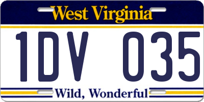 WV license plate 1DV035